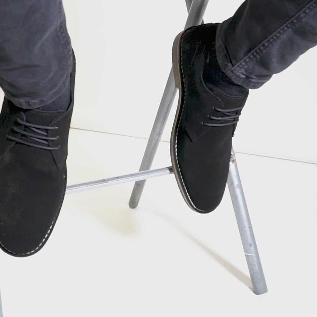 Popps JONAS Mens Suede Desert Shoes Black