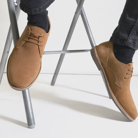 Popps JONAS Mens Suede Desert Shoes Cognac