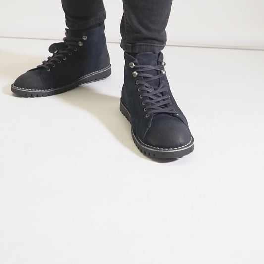 Popps 1961 MOD Mens Suede Boots Navy