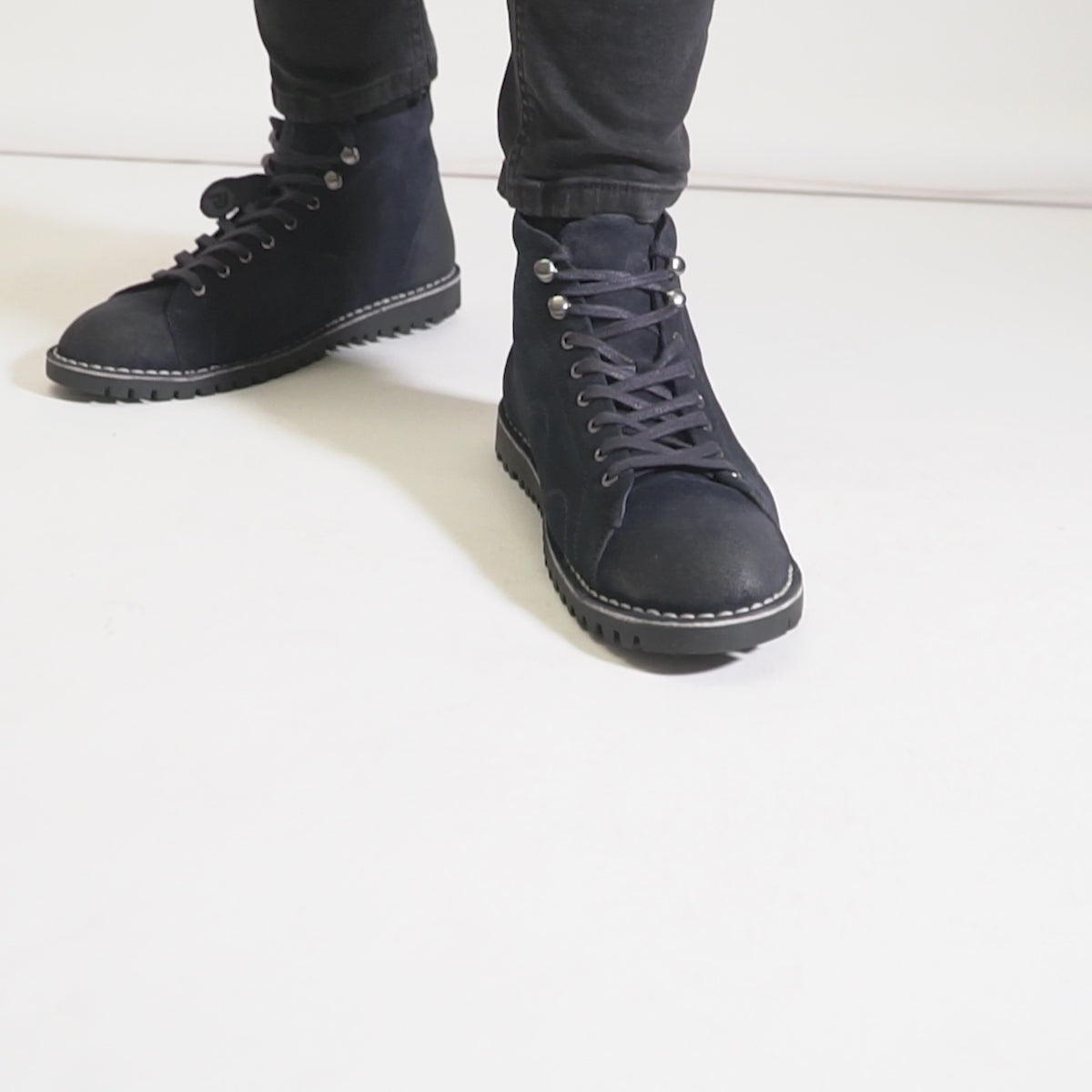 Popps 1961 MOD Mens Suede Monkey Boots Navy