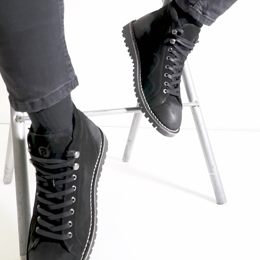 Popps 1961 MOD Mens Suede Monkey Boots Black