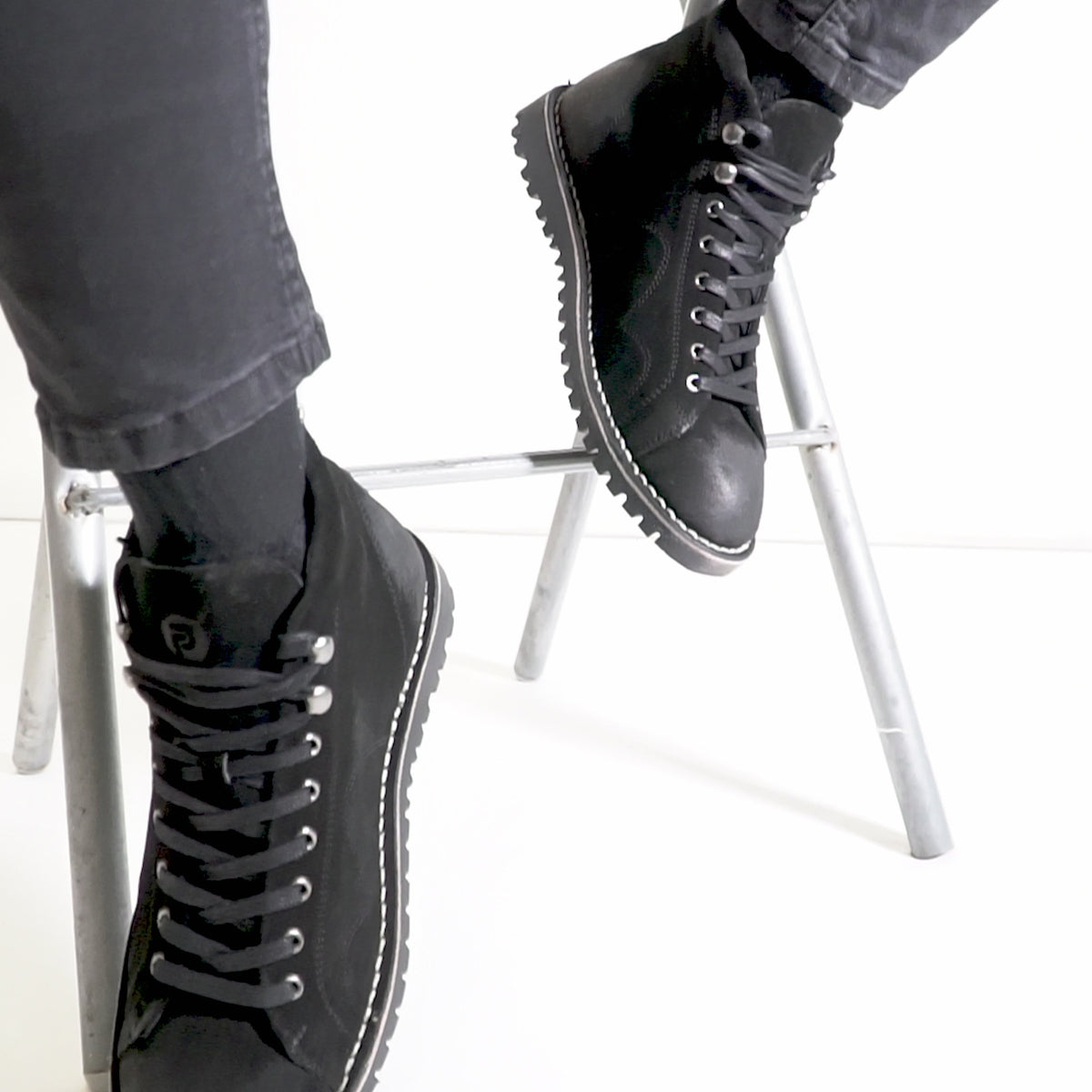 Popps 1961 MOD Mens Suede Monkey Boots Black