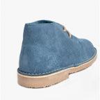 Roamers MACIE Womens Desert Boots in Blue, rear three-quarter view of the heel and sole