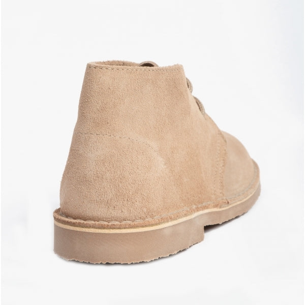 Roamers MACIE Womens Desert Boots in Taupe, rear three-quarter view of the heel and sole
